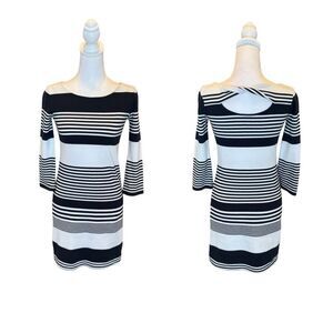 Lilly Pulitzer Marlowe Dress Mini Textured Knit Striped Navy White Womens XXS
